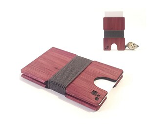 Purpleheart Standard Business Card Holder | CORDOVA W - Handcrafted Wood Card Case - For Business, Corporate + Onboarding Gift - For her