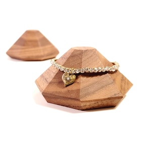 Wood Diamond Stand | LAMOURE - Women Bracelets, Geometric Jewelry Holder & Display in Black Walnut - Housewarming Anniversary Gift