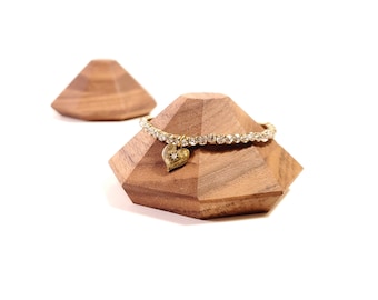 Wood Diamond Stand | LAMOURE - Women Bracelets, Geometric Jewelry Holder & Display in Black Walnut - Housewarming Anniversary Gift
