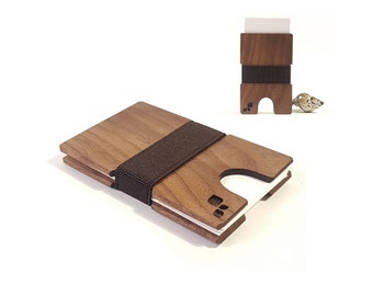 Black Walnut Business Card Holder | Expandable Wooden Wallet