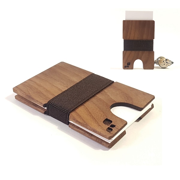 Walnut Standard Business Card Holder | CORDOVA W - Expandable Design Card Wallet - For Business, Company, Office, Onboarding Gifts