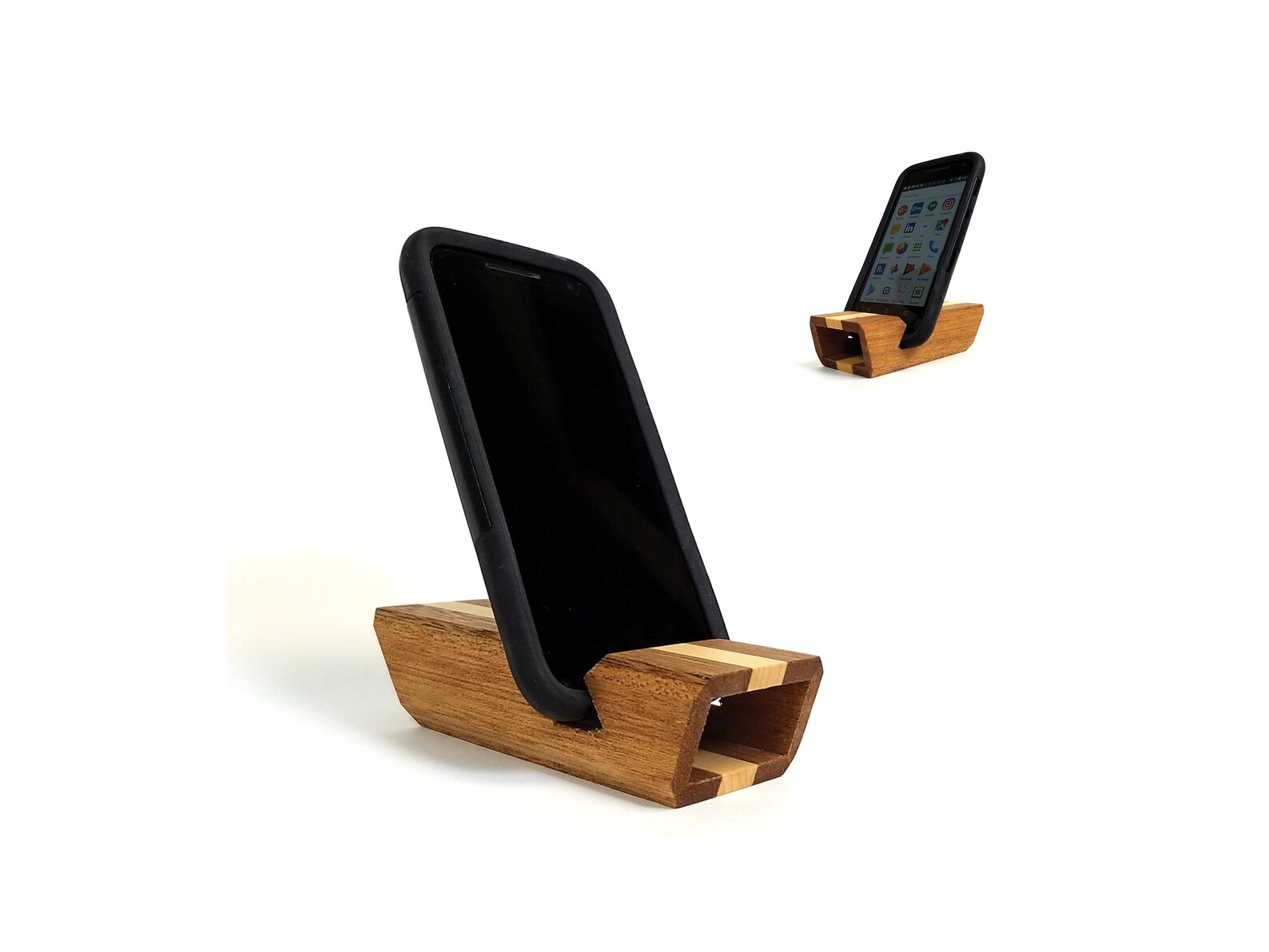 Phone Stand Amplifier Speaker and Dock System in Mahogany Etsy Canada