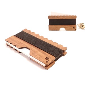 Standard-Visitenkartenetui | CORDOVA SN - Visitenkartenbeutel aus Holz mit gekerbtem Design - Für Geschenke zum Jahrestag, zur Einschulung