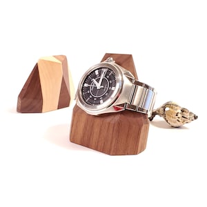 Minimalist Watch Pedestal | MOKUWA - Walnut Watch Stand - Display and Housewarming Gift for Him, husband & boyfriend - Modern Design