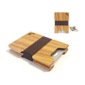 Minimal Wallet | CARRALL XT - in Canarywood Wood - Expandable Banding Design - Carry Debit & Credit Card, Slim Case - Birthday Gift for Him