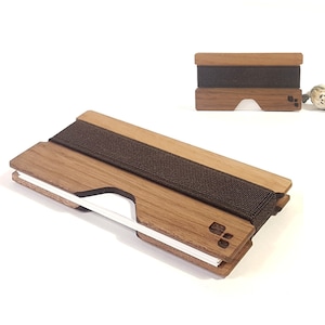 Porta biglietti da visita / CORDOVA S - Legno di noce nero - Porta biglietti da visita in legno dal design espandibile - Regali aziendali, aziendali, aziendali + personalizzati