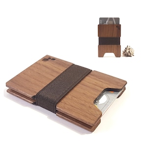 Portafoglio sottile / CARRALL XT - in noce nera - Porta carte espandibile inciso - Porta carte regalo ID debito credito - Regalo per fidanzato