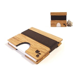 Porta biglietti da visita quadrato / CORDOVA M - Legno di quercia bianca - Porta biglietti da visita artigianale - Per affari, aziende, regali aziendali e di onboarding