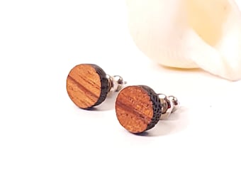 Simple Studded Earrings | OSU - Handcrafted + Modern Round Wooden Earring - Gift for Weddings, Birthdays - For Her, Girlfriend, Mom & Wife