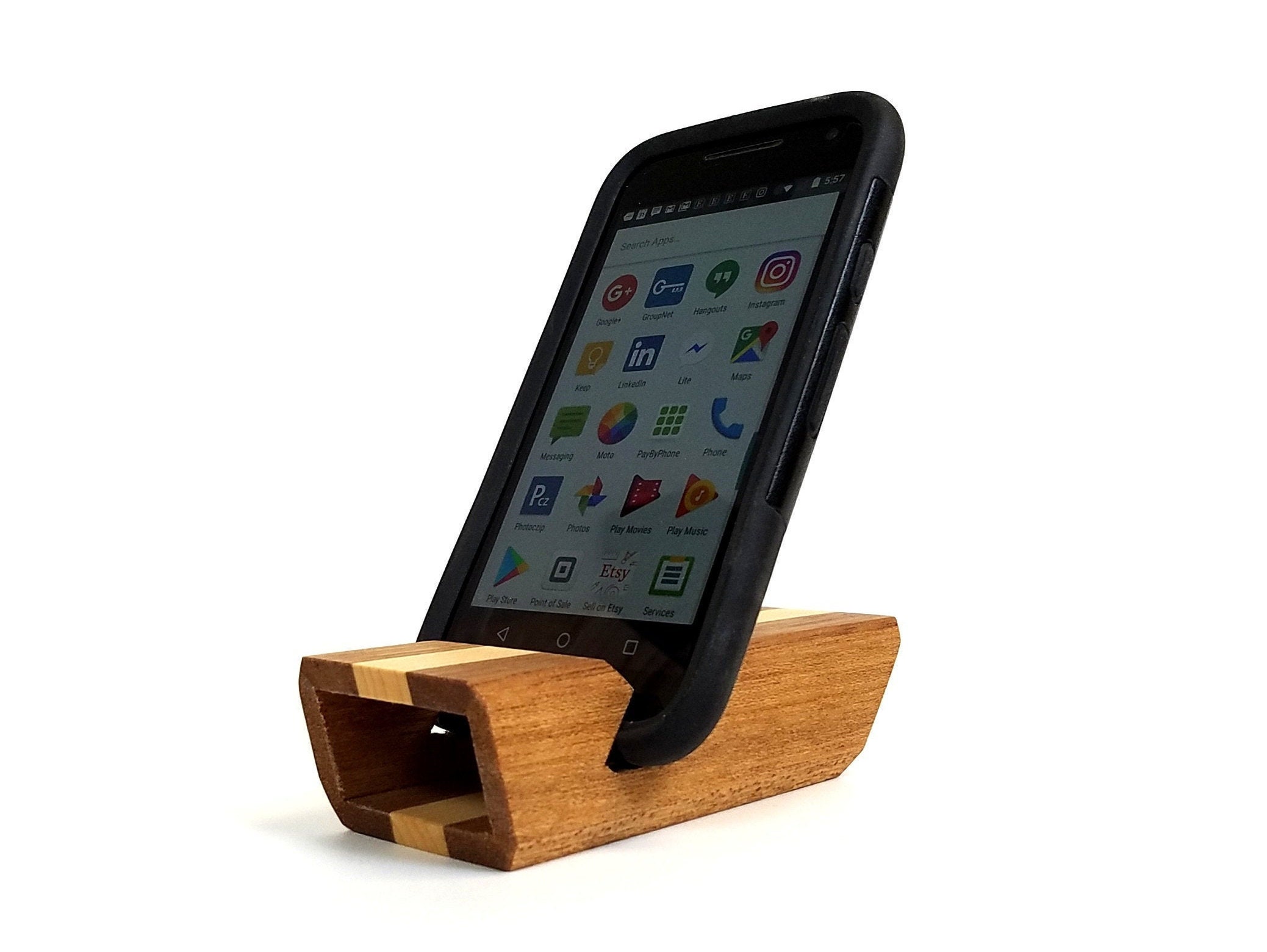 Phone Stand Amplifier Speaker and Dock System in Mahogany Etsy Canada
