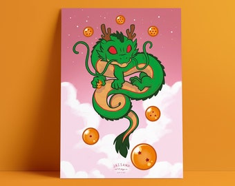 Art Prints - Chibi Shenron Anime Dragon - 5" x 7", 8" x 10", 11" x 17"