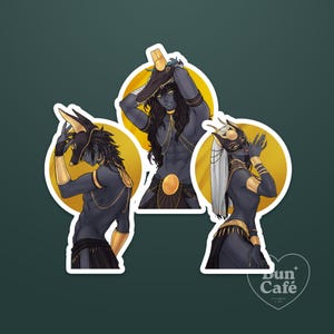Stickers - Egyptian Gods Anubis, Sobek & Bastet - Metallic Stickers