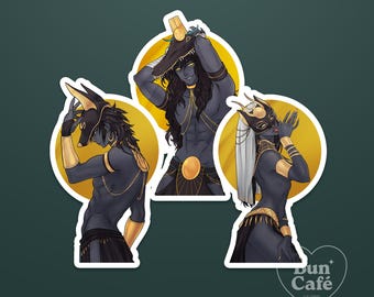 Stickers - Egyptian Gods Anubis, Sobek & Bastet - Metallic Stickers