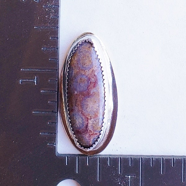 Petrified Coral Hat Pin Handmade Sterling Silver by Ismael Pando, Silversmith