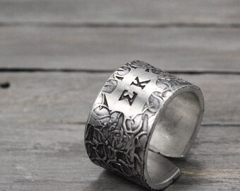 Sigma Kappa Ring, Sorority Ring, Floral Texture Ring, Custom Sorority Jewelry, Hand Stamped Jewelry, Sorority Gift,