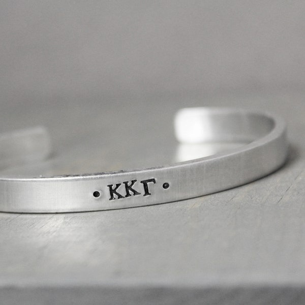 Kappa Kappa Gamma Cuff, Letters CuffSorority Cuff, Custom Sorority Jewelry, Hand Stamped Jewelry, Hand Stamped Cuff, Sorority Bracelet,