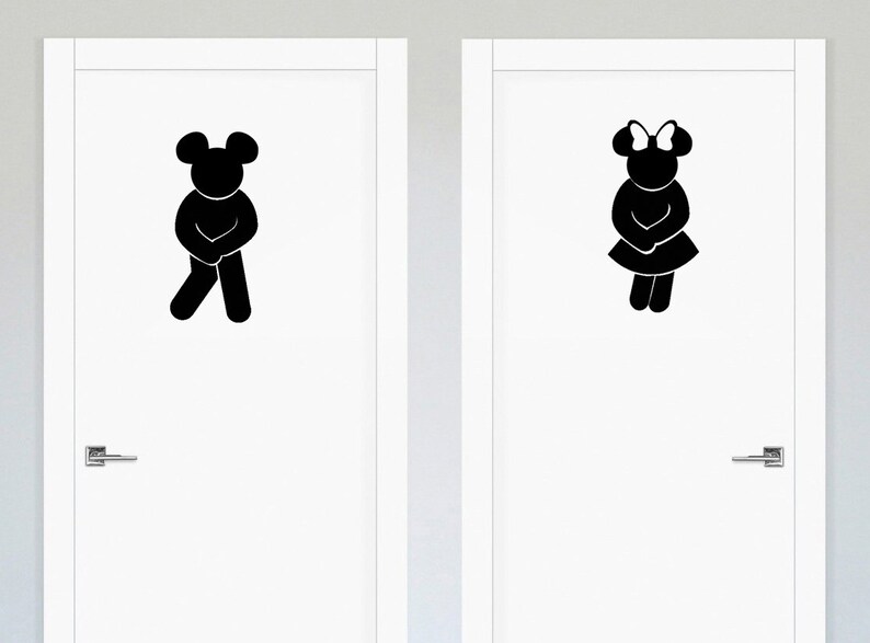Mouse Toilet Sign Bathroom Door Decal Sticker Office Wall