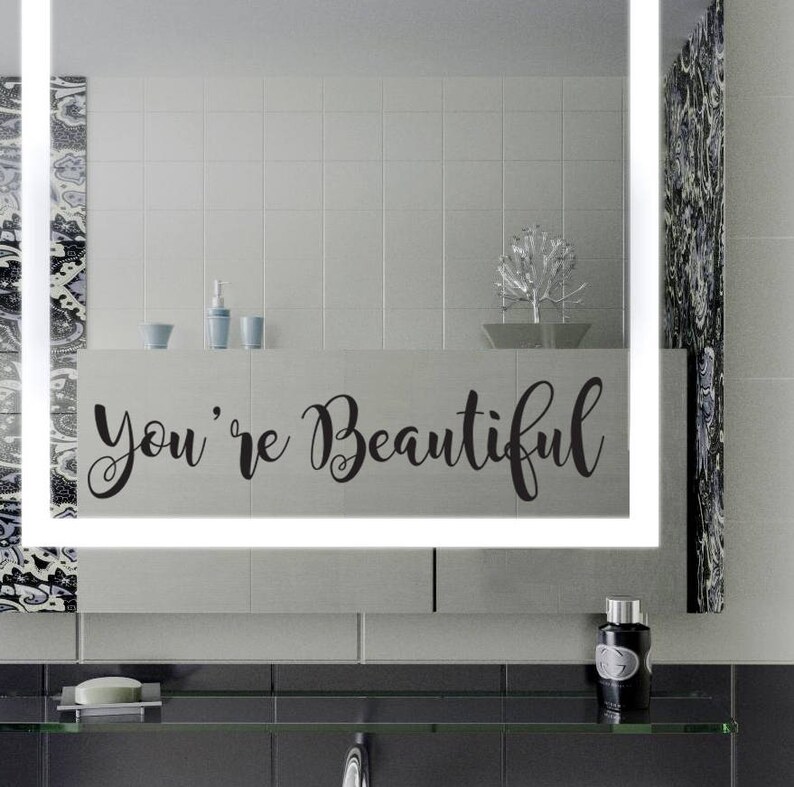 You Are Beautiful Stickers Mirror Decal Sticker Wall Decoration Bathroom Decals Re