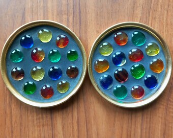 Vintage Glass Nugget Ashtrays. Pair of MCM Glass Bead Ashtray. 1960s Glass Pebble Ashtrays. Retro Home Decor. Coloured Glass Nugget Coasters