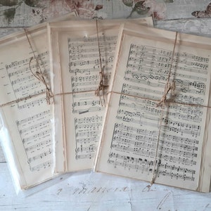 Vintage Music Pages. 18 Music Score Pages. Music Paper Ephemera. Full Page Music Pages for Crafting. Junk Journal Supplies. Crafter Gift.