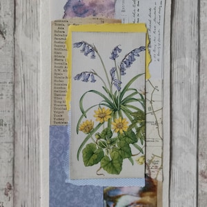 Carte de collage fait main. Carte de voeux OOAK. Carte de collage floral design. Carte faite main en matériaux recyclés. Papier fait main et enveloppe.