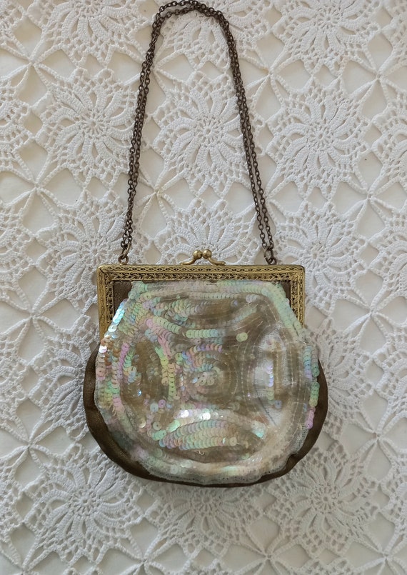 Vintage Sequinned Evening Bag. 1920s 1930s Sparkly