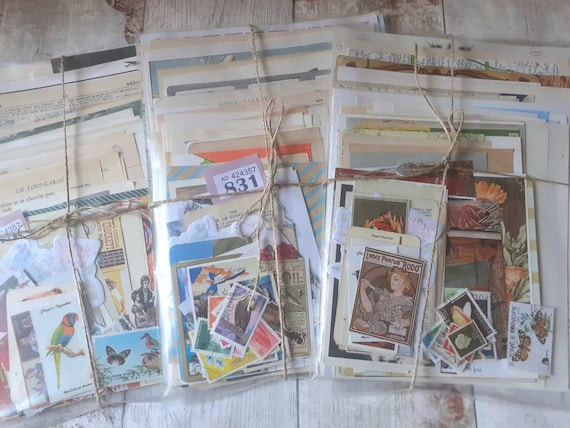 Vintage Paper Ephemera Pack. 75 Piece Mixed Paper Ephemera for Papercrafts. Vintage Book Pages. Crafter Gift. Junk Journal Supplies.