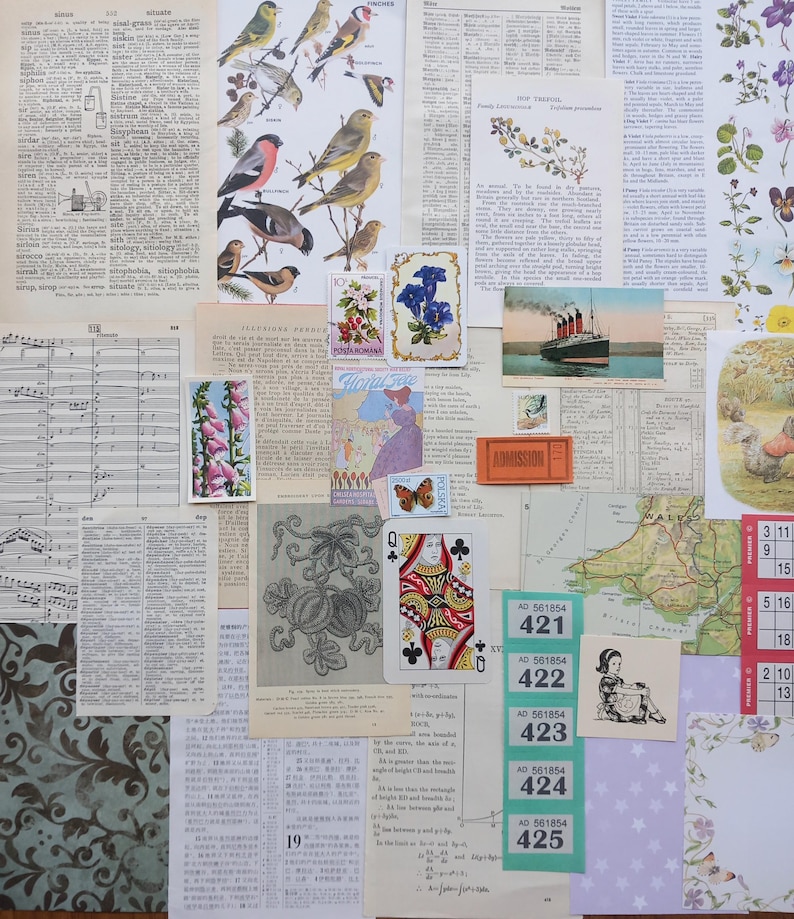 Vintage Ephemera Pack: 30 Piece Mixed Paper for Journaling - Etsy