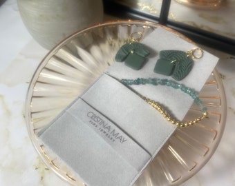 Pochette à bijoux personnalisée en microfibre avec anneau | Petite pochette à bijoux de luxe avec logo personnalisé | Emballage du collier-bracelet en microfibre gravée