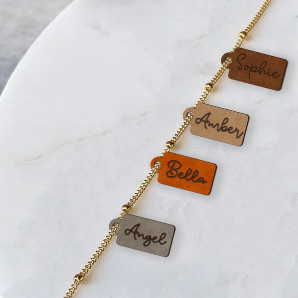 Permanent Jewelry Leather/Cork Tags | Customized Leather Bracelet Tags | Personalized Necklace Tags | Laser Engraved Tags