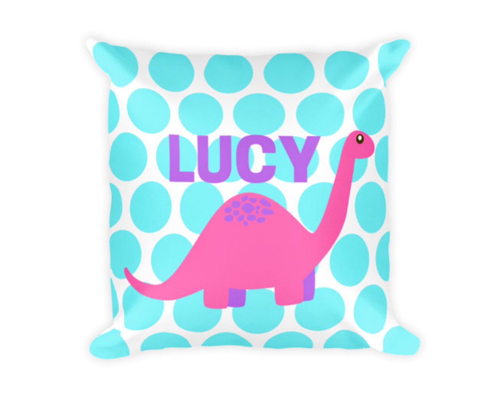Personalized Pillow Girl Dinosaur Pillow Custom Kids Pillow Etsy