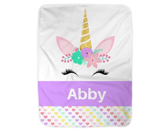 Personalized Unicorn Blanket Purple Fleece Baby Purple Fleece Baby Blanket
