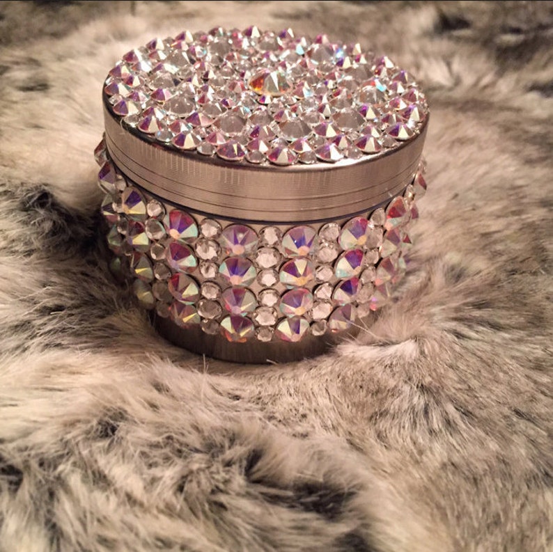 Swarovski Crystal Herb Grinder Silver Bling Crystal Herbal Grinder afbeelding 4