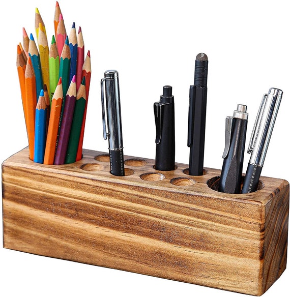 Wooden Pencil Holder Fountain Pen Holder Office Pens Holder Etsy