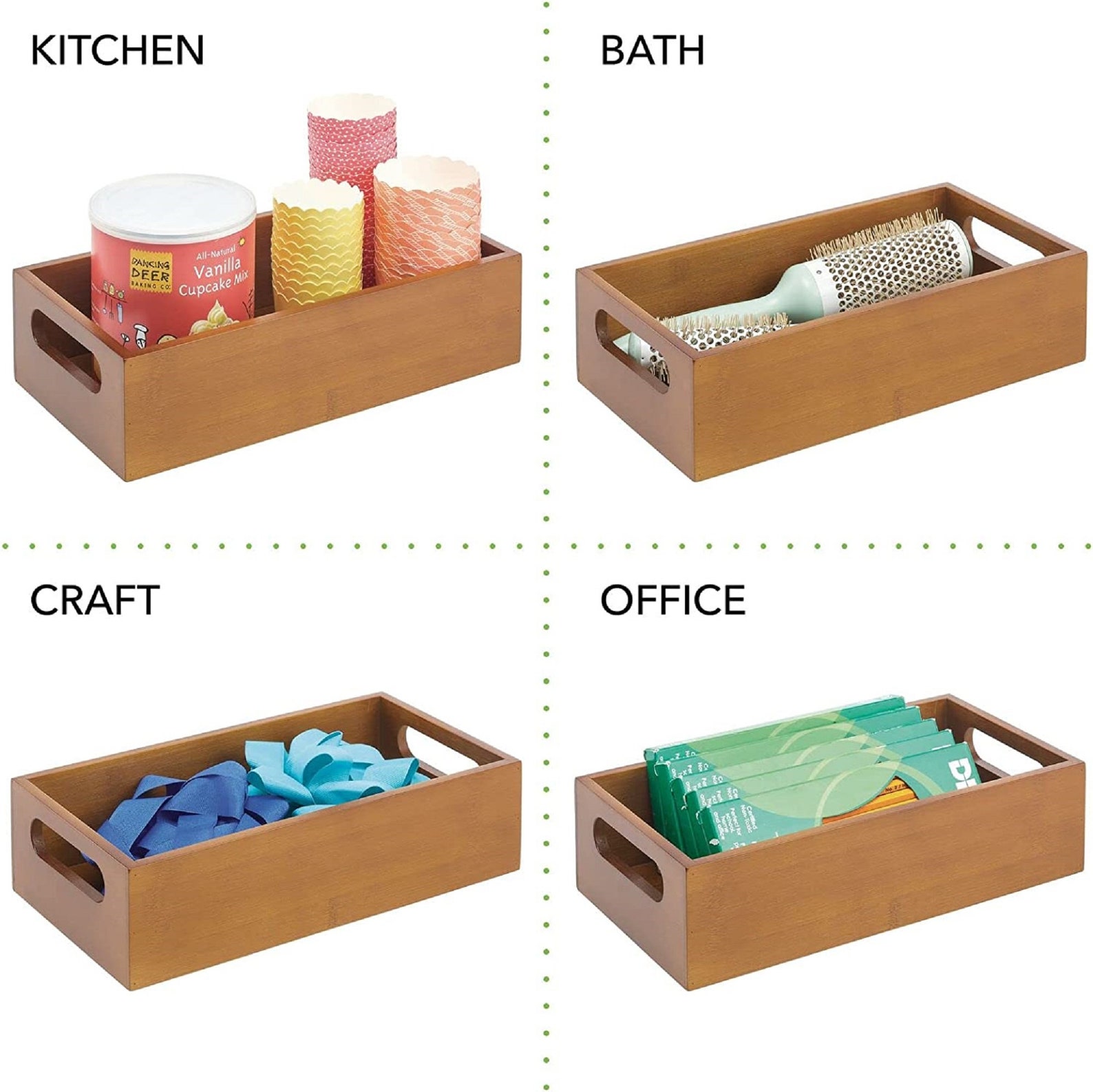 Bamboo Wood Storage Bin Container Drawer Organizer Crate Boxes Etsy