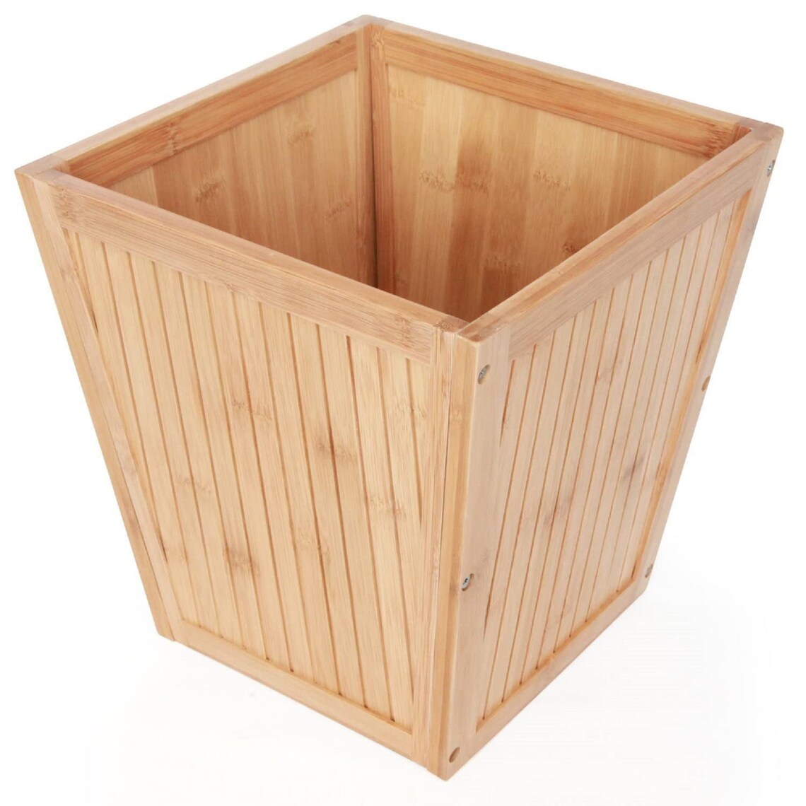 Bamboo Wooden Wastebasket Trash Can Etsy