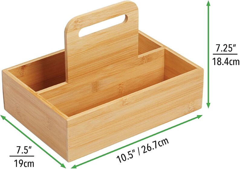 Bamboo Wood Food Storage Container Divided Bin With Carrying Etsy