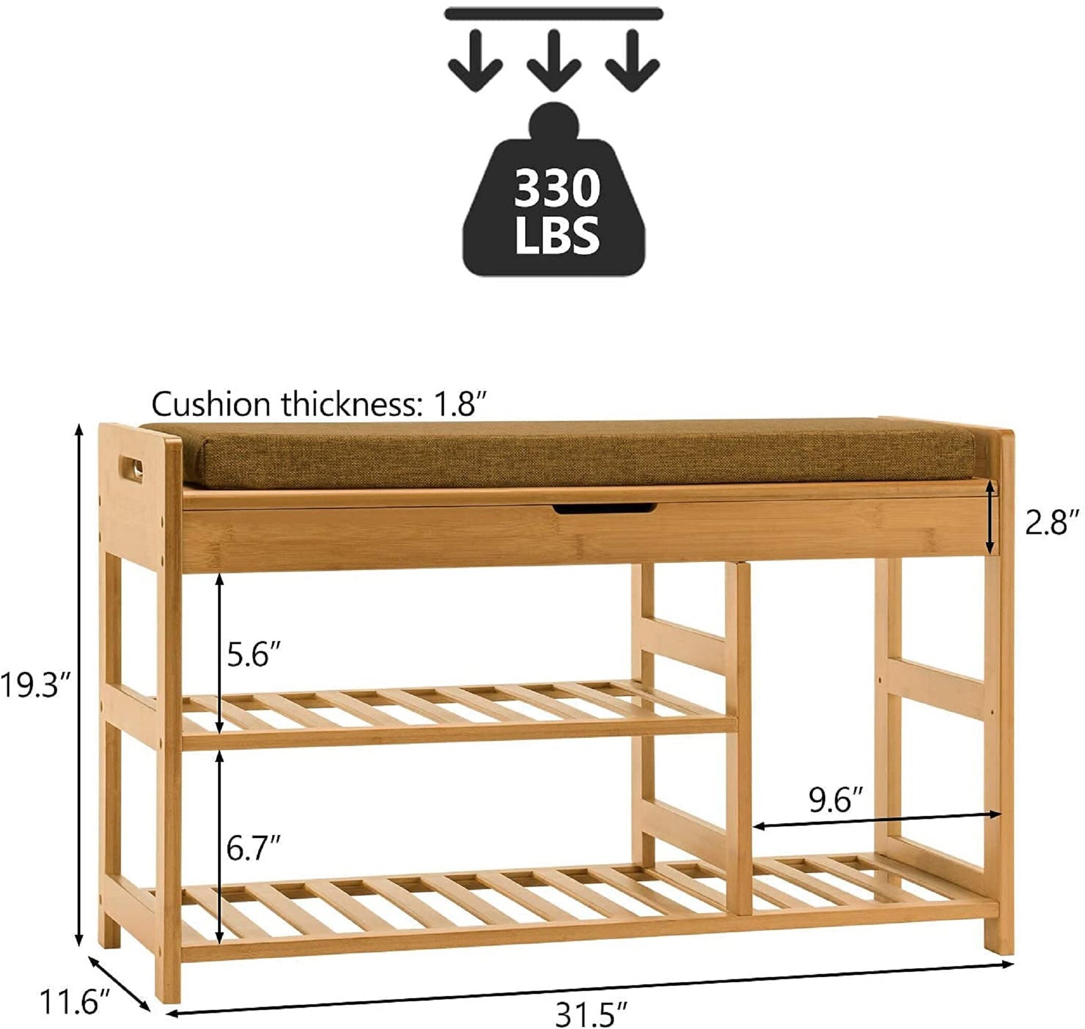 Bamboo Shoe Storage Bench With Lift Top Storage Box Shoe Etsy