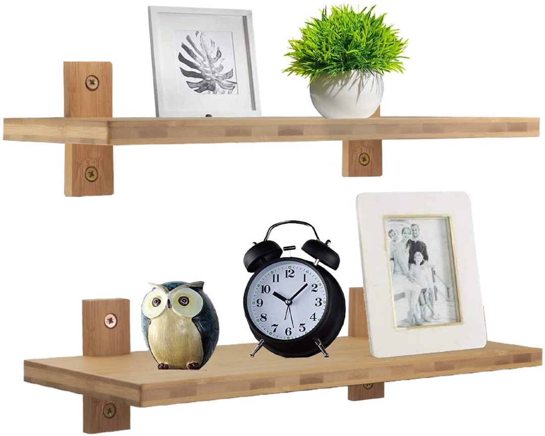 Bamboo Small Wall Shelves Wood Rustic Decor Storage Hanging Etsy