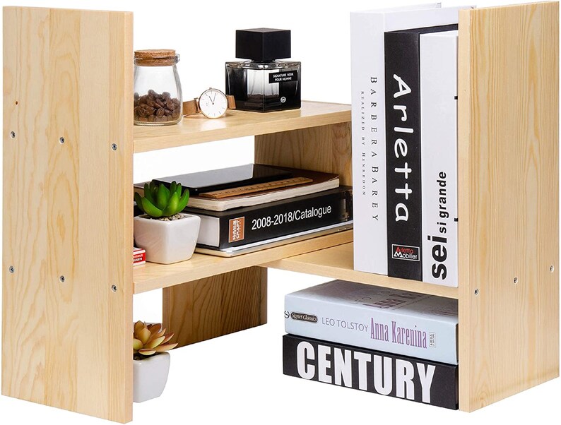 Wood Adjustable Display Book Shelf Stand Rack Desk Organizer Etsy