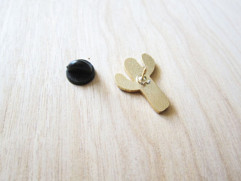Cactus Enamel Lapel Pin Los Angeles Enamel Pin Black Gold Etsy