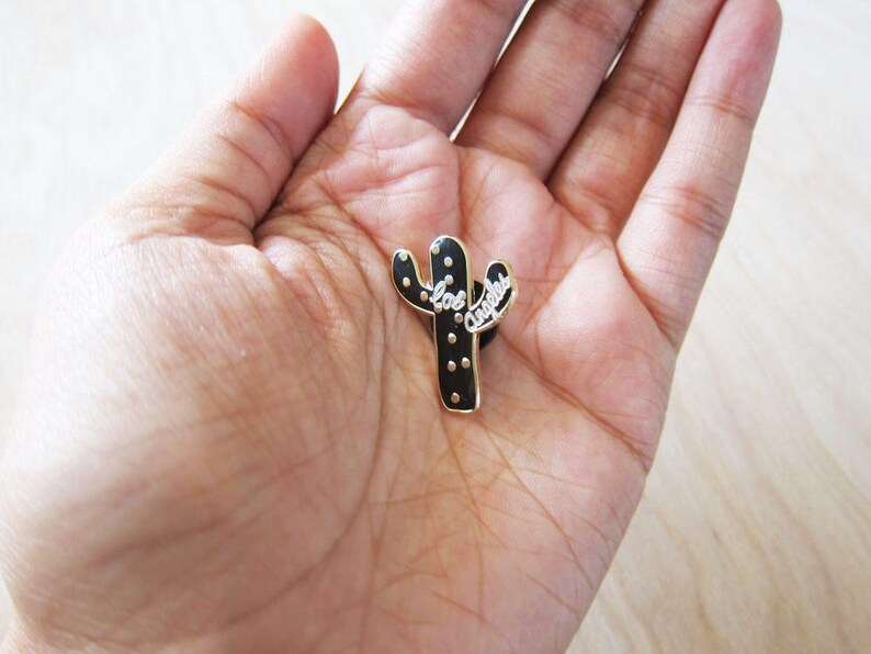Cactus Enamel Lapel Pin Los Angeles Enamel Pin Black Gold Etsy
