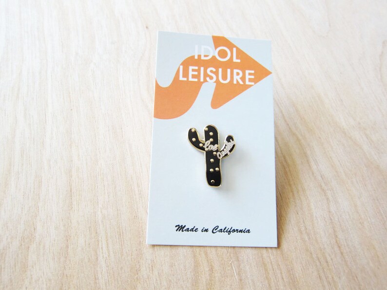 Cactus Enamel Lapel Pin Los Angeles Enamel Pin Black Gold Etsy