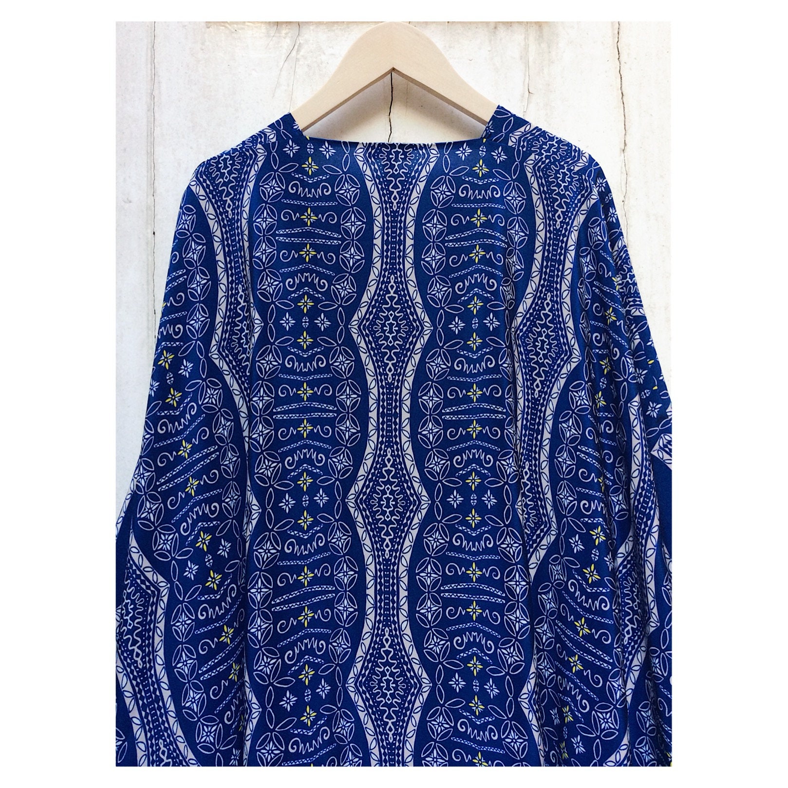 Moroccan Blue & White Gypsy Folk Floral Digital Print Silk | Etsy UK