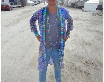 Psychedelic Frog Long Silk Kimono Jacket