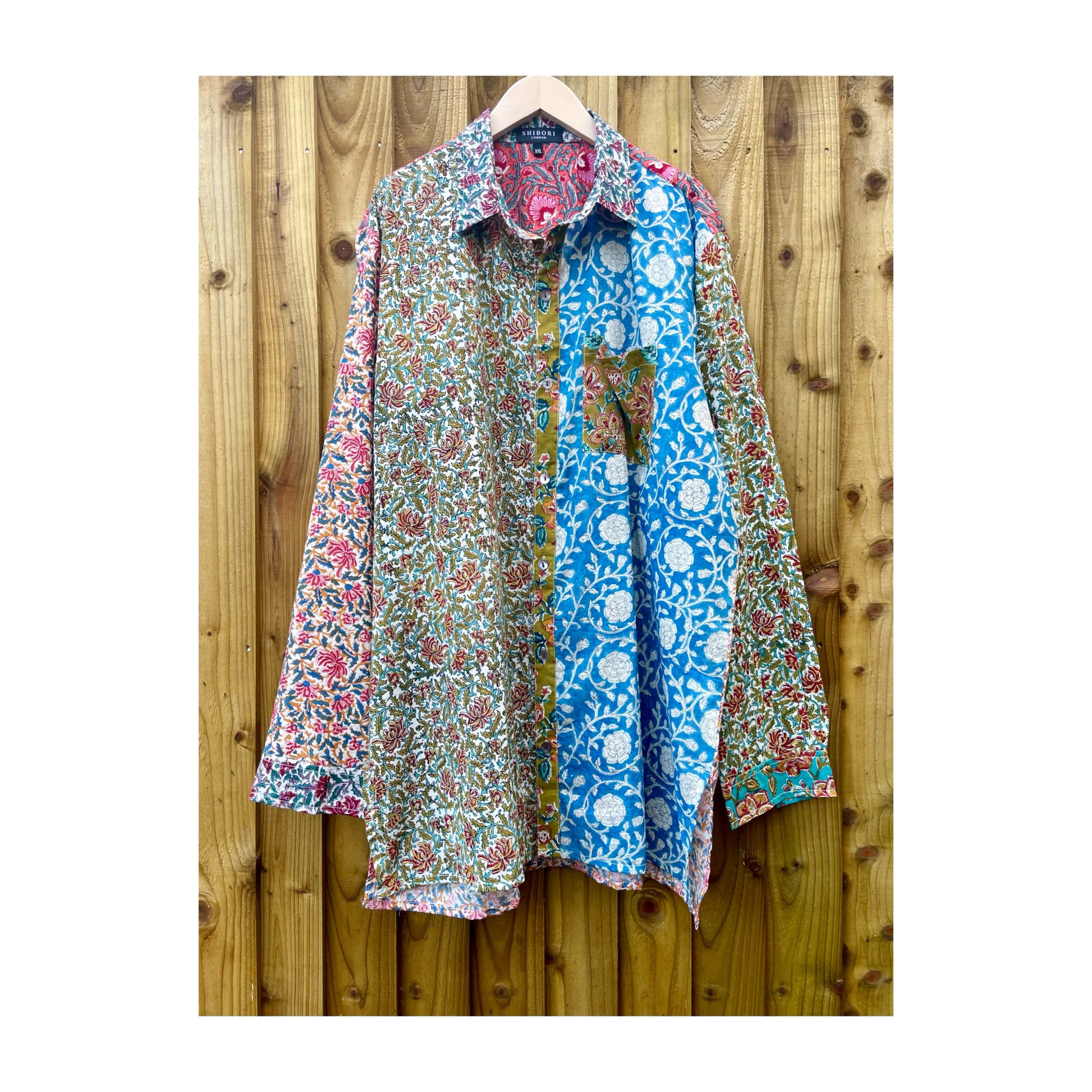 XXL Patchwork Shirt Men's Women's Cotton Woodblock Floral