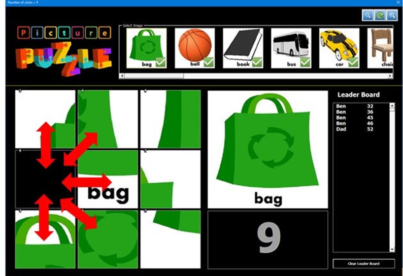 Picture Puzzle Tile Swap Game things Excel VBA Workbook instant