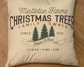 Vintage Christmas Pillow Cover 18 x18 Christmas Pillow Farmhouse Pillow Vintage Home Decor Christmas Tree