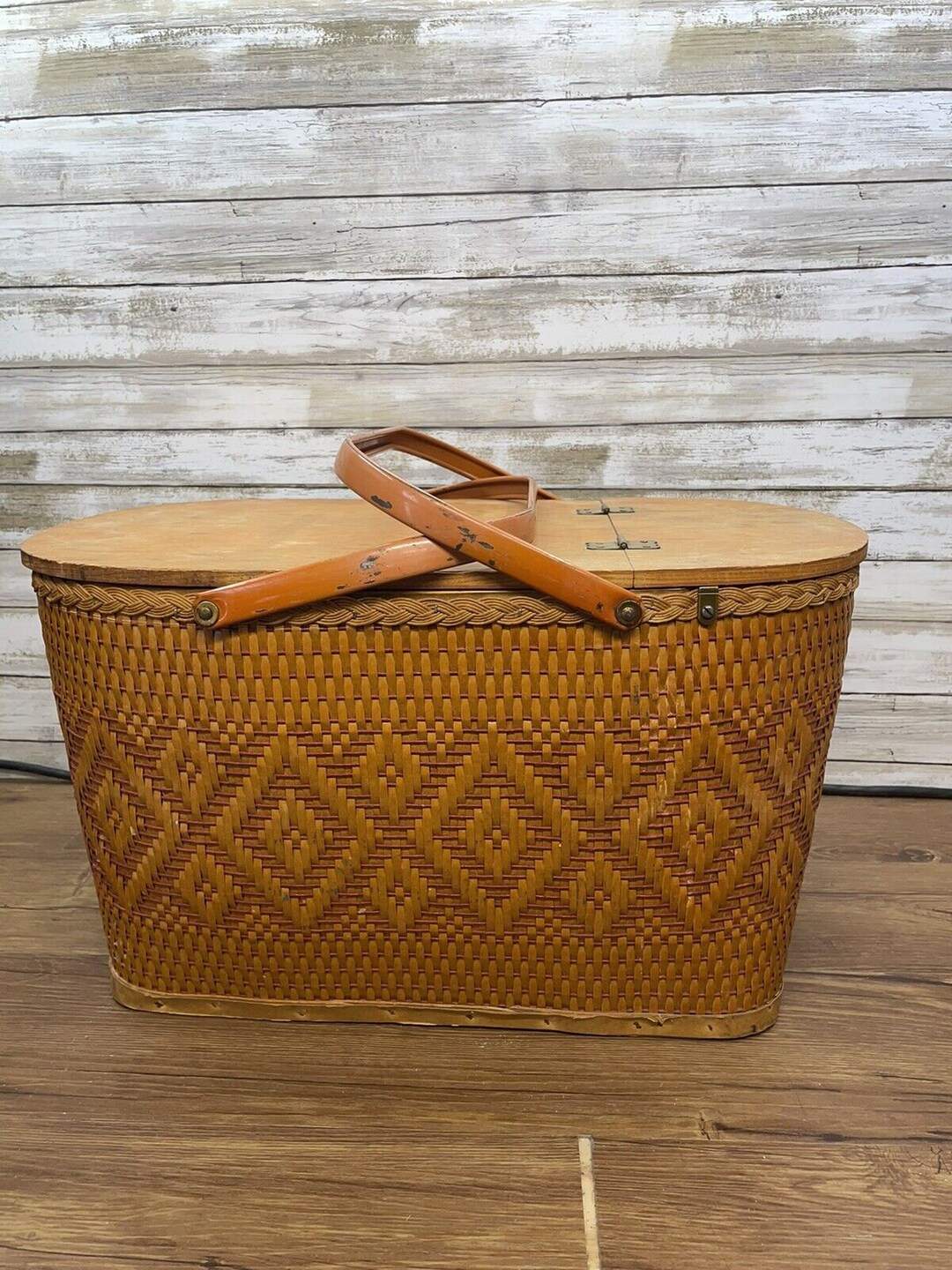 Vintage Redmon Peru Ind Rattan Picnic Basket Etsy