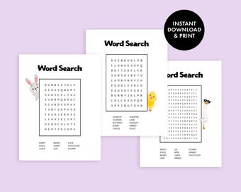 Easter Word Search Printables | Holiday Puzzle Activity Pack | Kids Spring Word Games | Instant Download PDF | Classroom & Family Fun